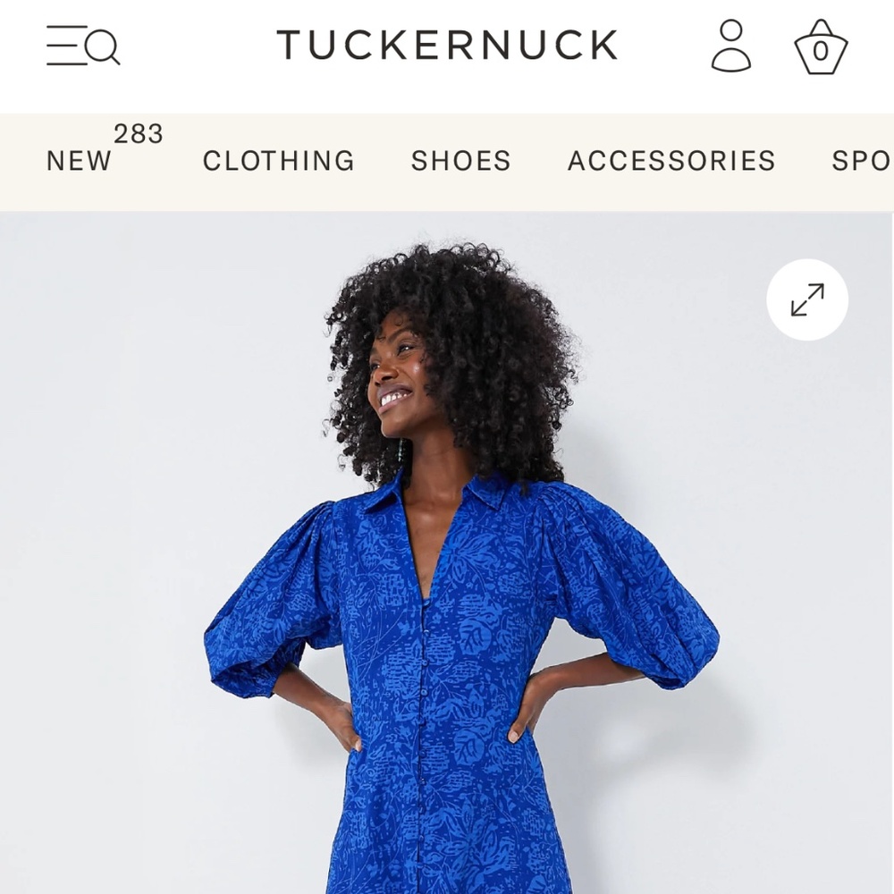 NWT Tuckernuck Royal Blue Puff Sleeve Midi Dress - Size SMALL